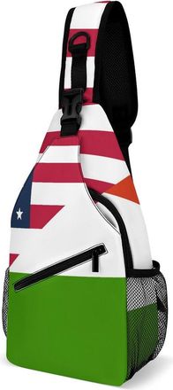 Generic U.S. And Hungary Flag Unisex Shoulder Bags Casual Crossbody Chest Bag Sling Backpack for Hiking Cycling Travel