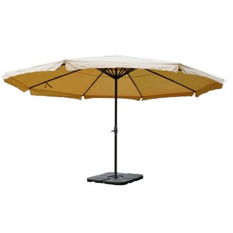 Hhg Hhg - Nunca Usado] Parasol Meran Pro, Sombrilla De Hosteler&iacute;a Con Cenefa &Oslash; 5m Poli&eacute;ster/aluminio 28kg, Crema Con Soporte