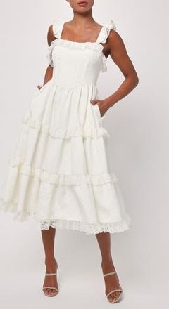 Lulus Serenity Jacquard Midi Dress in Ivory at Nordstrom Rack, Size X-Small