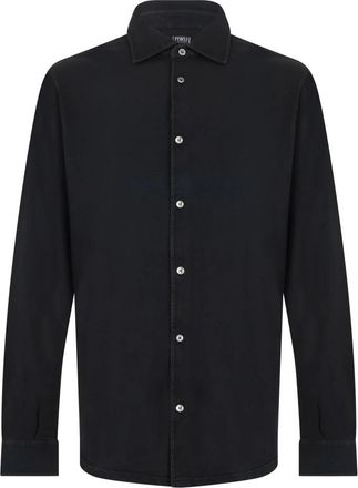 Fedeli Klassiek Overhemd met Lange Mouwen - Heren - Casual Overhemden - Zwart - 5XL - Katoen - Overhemden