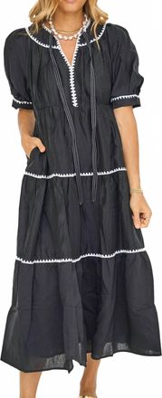 English Factory Elle Embroidered Midi Dress In Black