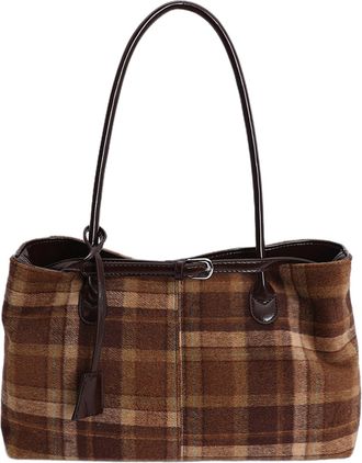 Generic Kexpery Womens Checkered Wool Crossbody Bag Versatile Shoulder Bag for Travel Shopping and Daily Use