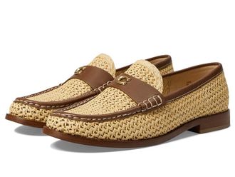 Coach Jolene Raffia Loafer Womens Flat Shoes Natural/Saddle : 5 M, Leather