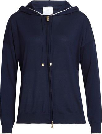 Eleventy Avalon Travel Merino Wool Full Zip Hoodie in 11-01 Blue/white at Nordstrom, Size Medium