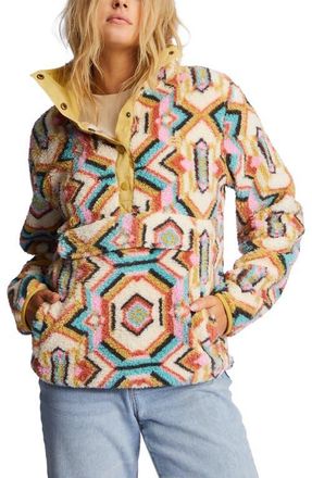 Billabong Switchback Faux Fur Pullover in Olive It at Nordstrom, Size Medium