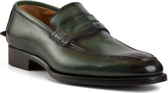 Bruno Magli Emilio Penny Loafer in Green Croc at Nordstrom, Size 11.5