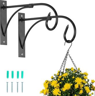 OEM 2 Ganchos De Soporte Para Cestas Colgantes Para Plantas De Exterior, Ganchos Negros Para Vallas Para Cestas Colgantes, Ganchos Met&aacute;licos Para Colgar P