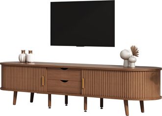 STILVORA Mueble De Tv Con 2 Cajones Y 2 Puertas Correderas, Estilo Minimalista, 175&times;40&times;42 Cm, En Mdf, Nogal