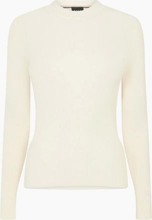 HUGO BOSS Womens Mock Neck Long Sleeve Slim Fit T-Shirt - White - Size: 10