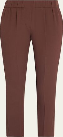 Brunello Cucinelli Silk Crepe Slim-Leg Ankle Pull-On Pants