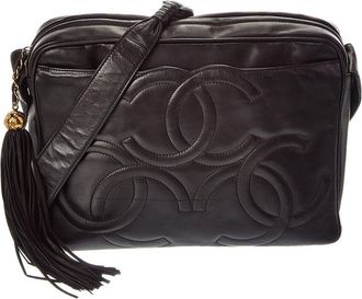 Chanel Black Leather Triple Coco Mark Shoulder Bag (Authentic Pre-Loved)
