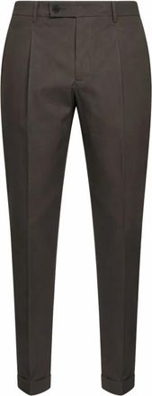 D4.0 Pleat Broeken - Heren - Slim Fit Broeken - Bruin - 2XL - Katoen - Broeken