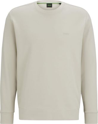 HUGO BOSS Mens Crew Neck Ribbed Collar Raglan Sleeve Sweatshirt in Light Beige - Size 2XL