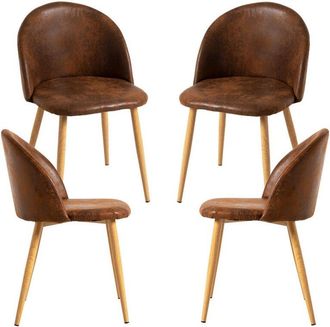 Regalos Miguel Packs Sillas Comedor - Pack 4 Sillas Vint Polipiel - Marrón Vintage