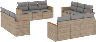 vidaXL Set De Sof&aacute;s De Jard&iacute;n 12 Pzas Y Cojines Rat&aacute;n Sint&eacute;tico Marr&oacute;n Vidaxl