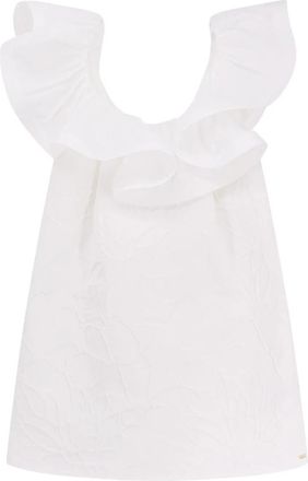 Elisabetta Franchi Witte Jurken met Boothals - Dames - Korte kleedjes - Wit - XL - Katoen - Kleedjes