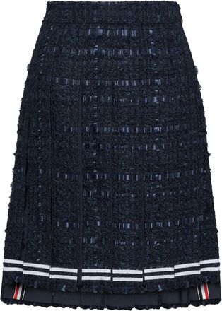 Thom Browne Gonna midi plissettata - Blu