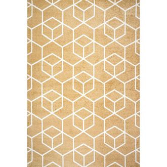 Jonathan Y Designs Tumbling Blocks Modern Geometric Area Rug in Gold/white at Nordstrom, Size 3Ft 0In X 5Ft 0In