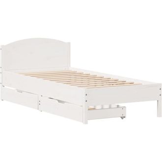 vidaXL Vidaxl - Estructura Cama Sin Colch&oacute;n Madera Maciza Pino Blanca 100x200cm