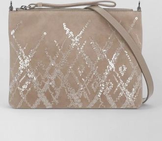 PANICALE leather pochette sequin front top handle strap