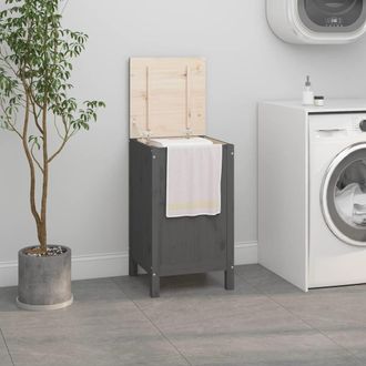 vidaXL Ba&uacute;l Para La Colada Madera Maciza De Pino Gris 44x44x76 Cm Vidaxl