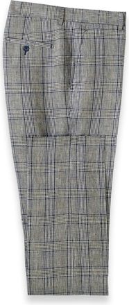 Paul Fredrick Plaid Linen Flat Front Suit Pants