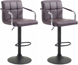 Clp Set De 2 Taburetes Lucy V2 En Simil Cuero Marr&oacute;n Negro
