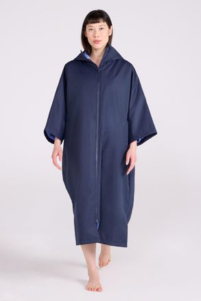 Mountain Warehouse Coastline Womens Water Resistant Changing Robe Fleece Lined Hood Surf Poncho Navy - Size X-Large