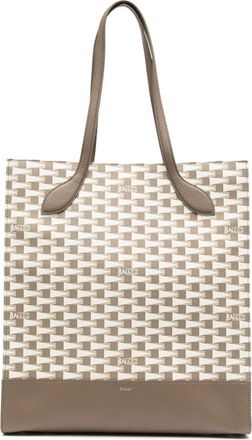 Bally Pennant panelled tote bag - women - Fabric/Calf Leather - One Size - Brown