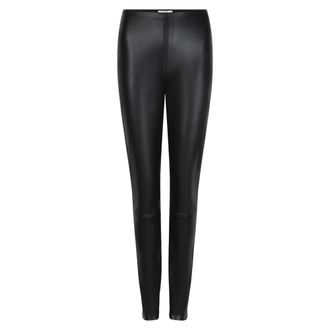 Dante6 Zwarte imitatieleren leggings met kenmerkende naden - Dames - Broeken - Zwart - Maat: 2XL