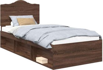 vidaXL Estructura De Cama Con Cabecera Roble Marr&oacute;n 90 X 190 Cm Vidaxl