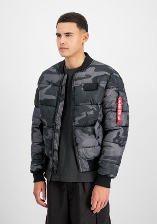Alpha Industries Bomberjacke ALPHA INDUSTRIES MA-1 Puffer Bomber Camo, Herren, Gr. XXL, schwarz (schwarz camo), Obermaterial: 100% Polyester; Futter: 100% Polyester; F