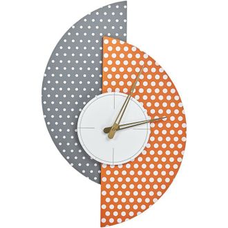 Beliani Reloj De Pared Decoraci&oacute;n Colgante 29 X 47 Cm Dise&ntilde;o Sin N&uacute;meros Mdf Gris Y Naranja Chalais