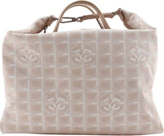 Chanel New Travel Line Beige Nylon Canvas Boston Bag Weekend Bag (Pre-Owned)