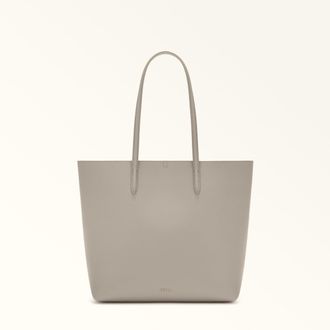 Furla Ella Tote M Vaniglia Beige Double Pebble Calf Leather Woman