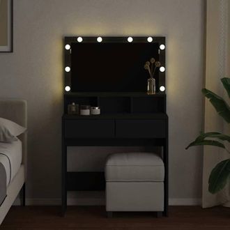 Berkfield Home Beautiful Dressing Table with LED Black 80x41x134.5 cm