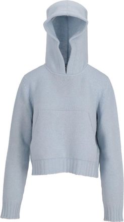 Palm Angels Blue Curved Logo Hoodie