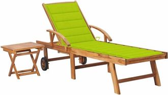 vidaXL Vidaxl - Tumbona Con Mesa Y Coj&iacute;n Madera Maciza De Teca