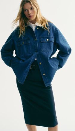 H&M Corduroy-collar Denim Jacket in Denim Blue at Nordstrom, Size Xx-Large