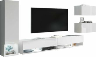 Mirjan24 Conjunto De Sal&oacute;n Sarasota 124, Blanco + Blanco Brillante