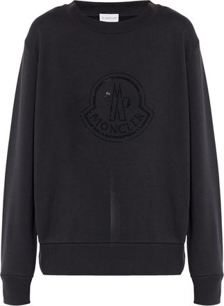 Moncler Black Crystal Logo Cotton Sweatshirt