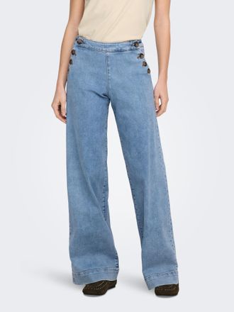 Only High-waist-Jeans ONLY ONLMADISON HW BUTTON WIDE DNM GEN223NOOS, Damen, Gr. 29, L&auml;nge 34, light blau denim, Denim/Jeans, Obermaterial: 90% Baumwolle, 8
