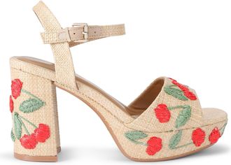 Kurt Geiger Womens Fleur Platform Sandals - Beige Fabric - Size UK 3