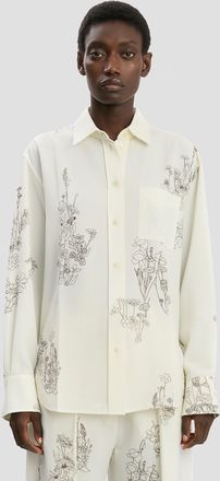 Victoria Beckham Pyjama Shirt In Off-White Floral Print - 10 - Womens
