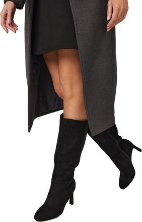 Wallis Faux Suede Round Toe High Heel Knee Boots, 4, Natural Black