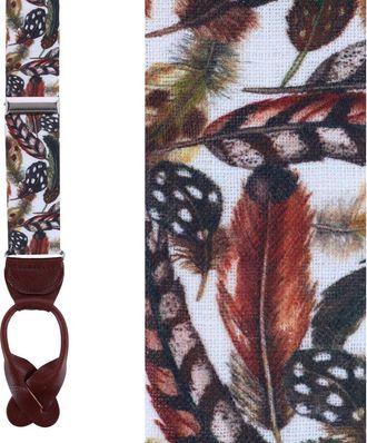 Trafalgar Store Birds of a Feather Linen Button End Suspenders in Brown at Nordstrom