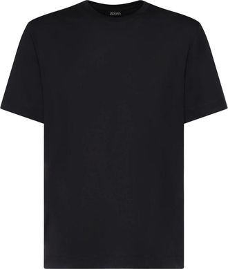 Ermenegildo Zegna T-shirt met ronde hals - Heren - T-shirts - Blauw - S - Katoen - Tops