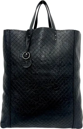 Bottega Veneta Black Leather Handbag Tote Bag (Pre-Owned)