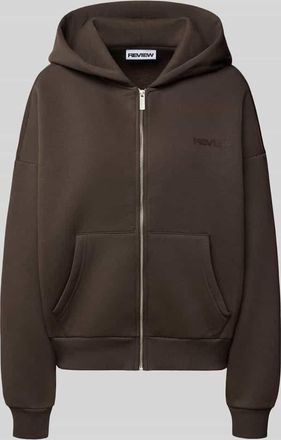 Review Sweatjacke mit Logo und K&auml;nguru-Tasche in Dunkelbraun, Gr&ouml;&szlig;e XL