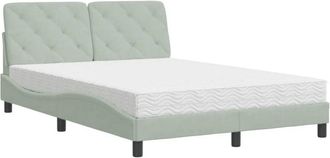 vidaXL Vidaxl - Cama Con Colch&oacute;n Terciopelo Gris Claro 140x200 Cm